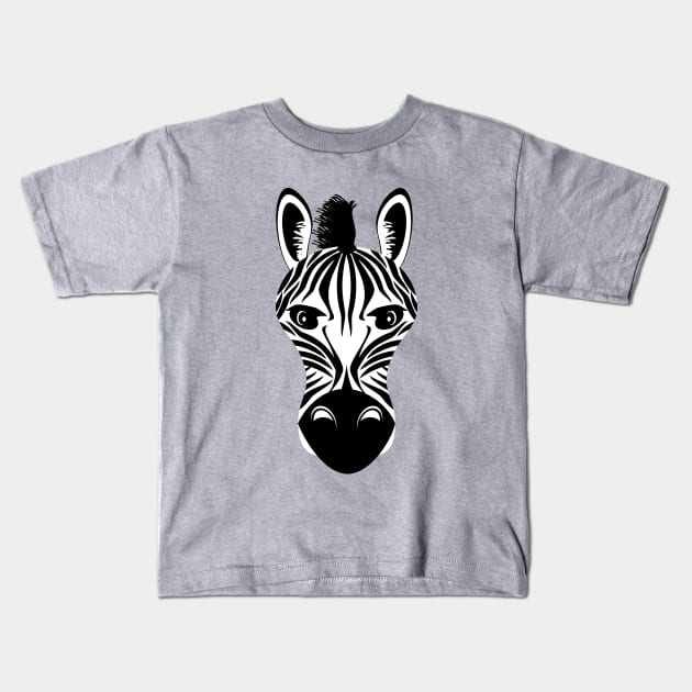 Zebra Face Kids T-Shirt by mailboxdisco